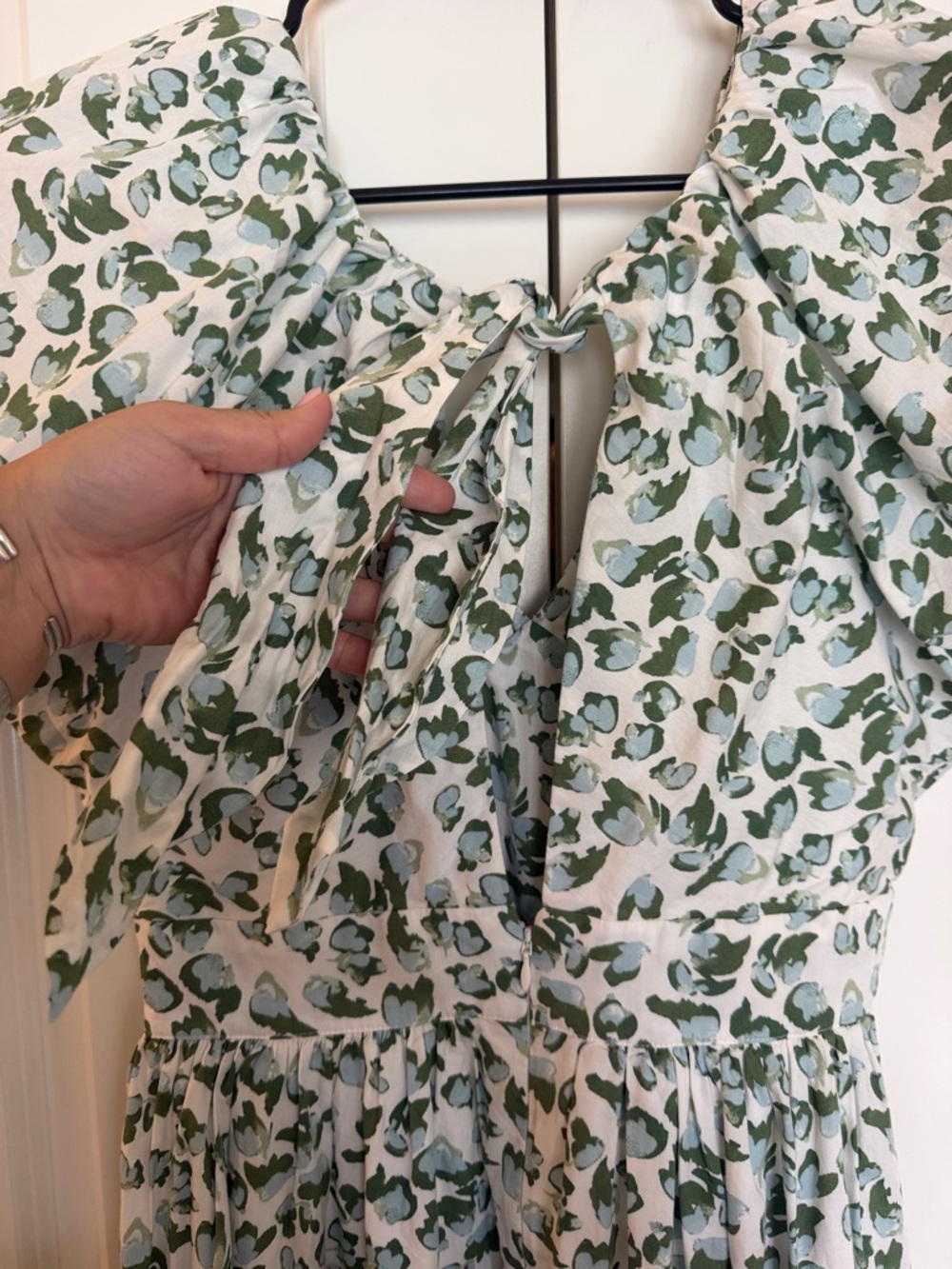crown & ivy society social White Dress with Green and Light Blue Floral Print - Picture 3 of 6